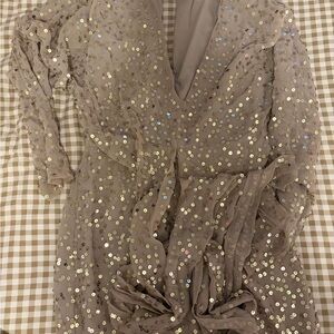 ASOS Taupe Sequin Midi Dress